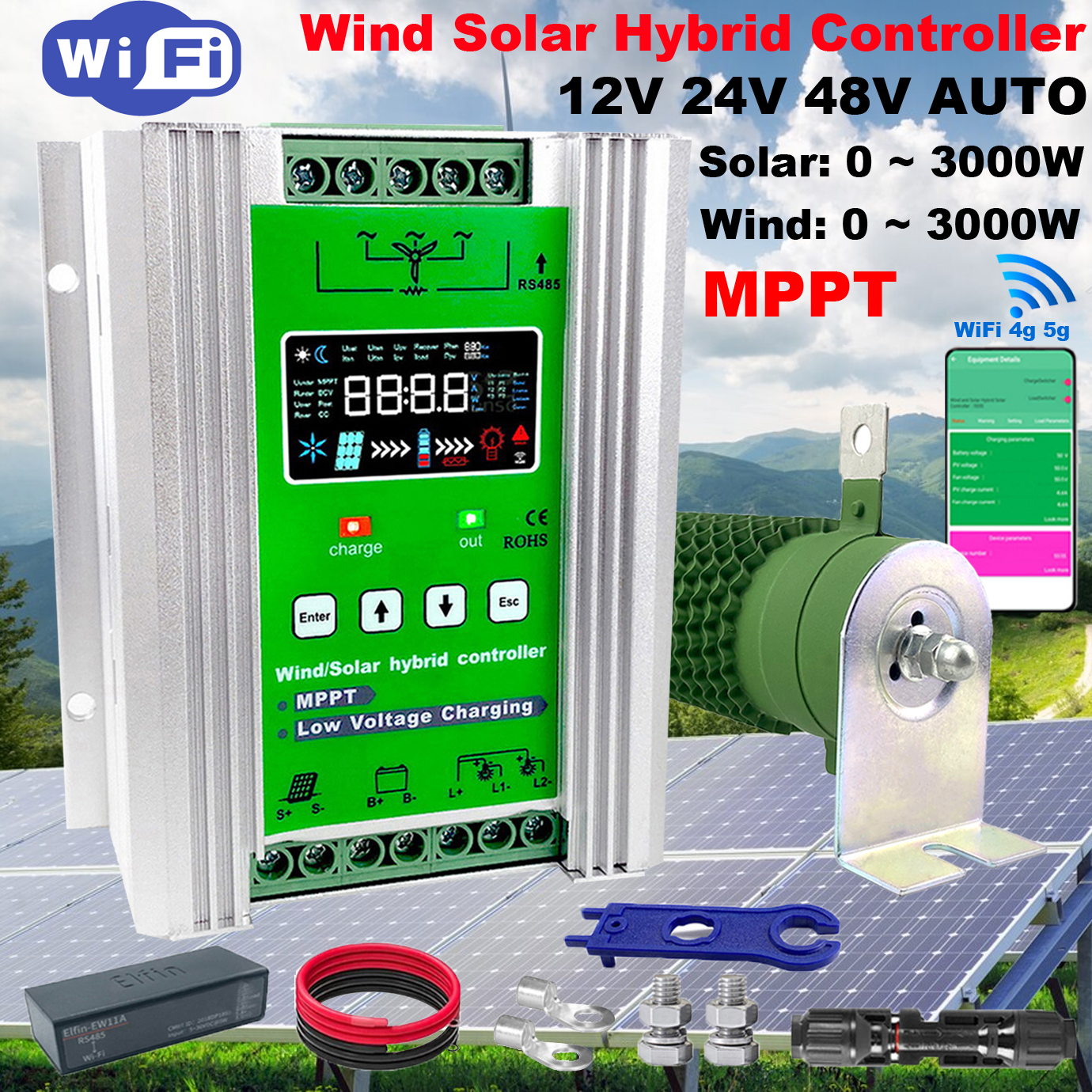 Mppt Charge Controller - 12V 24V 48V 4000W 6KW WIFI