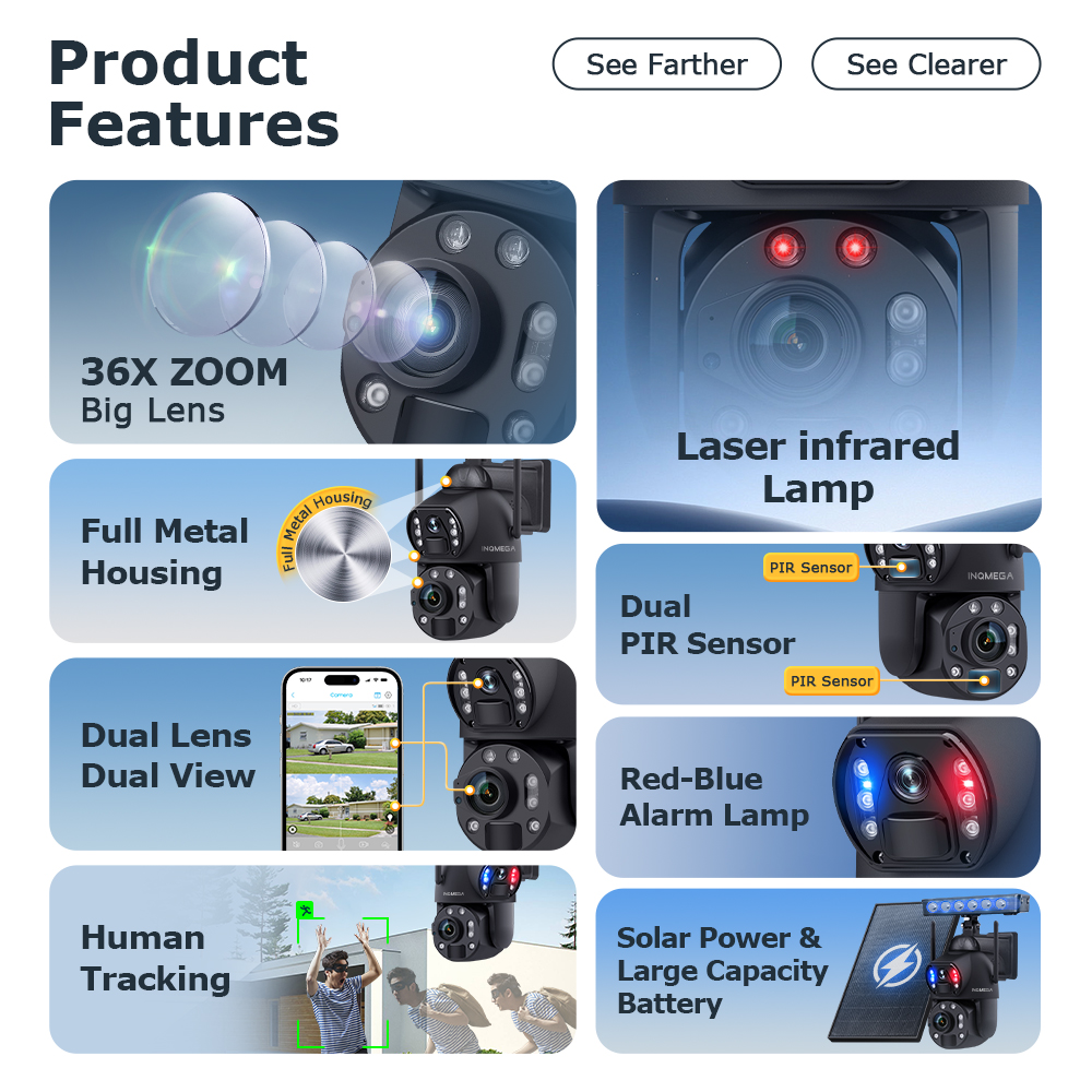12MP 36X Dual Lens Solar Secur - Solar Panel Tilt Mount avis et prix