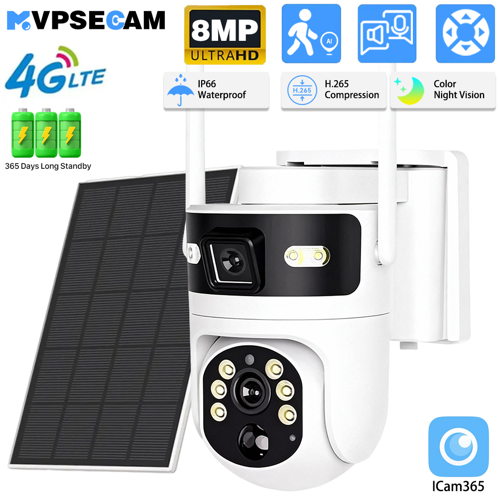 8MP 4K 4G SIM Card PTZ IP Came - Solar Panel Tilt Mount avis et prix