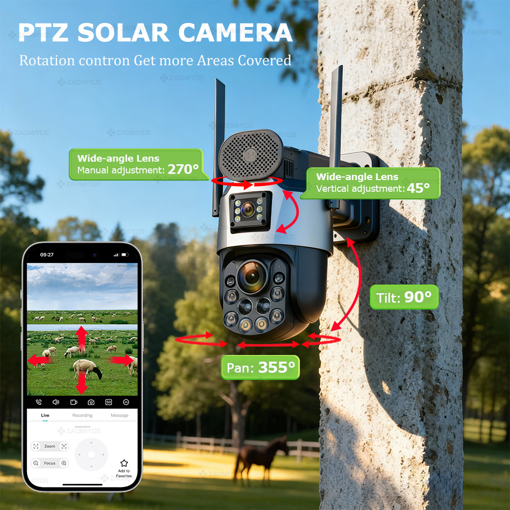 Dual Lens Home Outdoor Surveil - Solar Panel Tilt Mount avis et prix